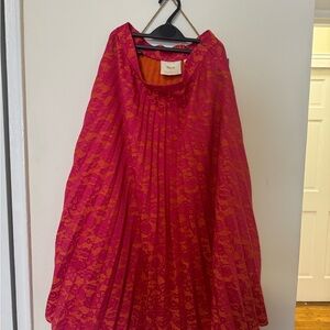 Anthropologie Pink and Orange A-Line Skirt